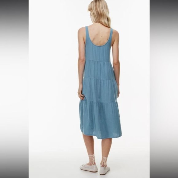 Aritzia Wilfred Periwinkle Blue Sleeveless Firefly Midi Dress Size L - Picture 3 of 9